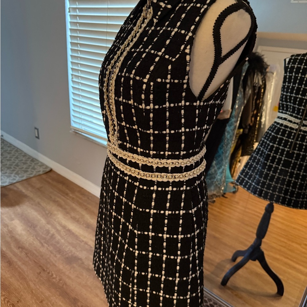 Alice + Olivia Black and White Grid Mini Dress